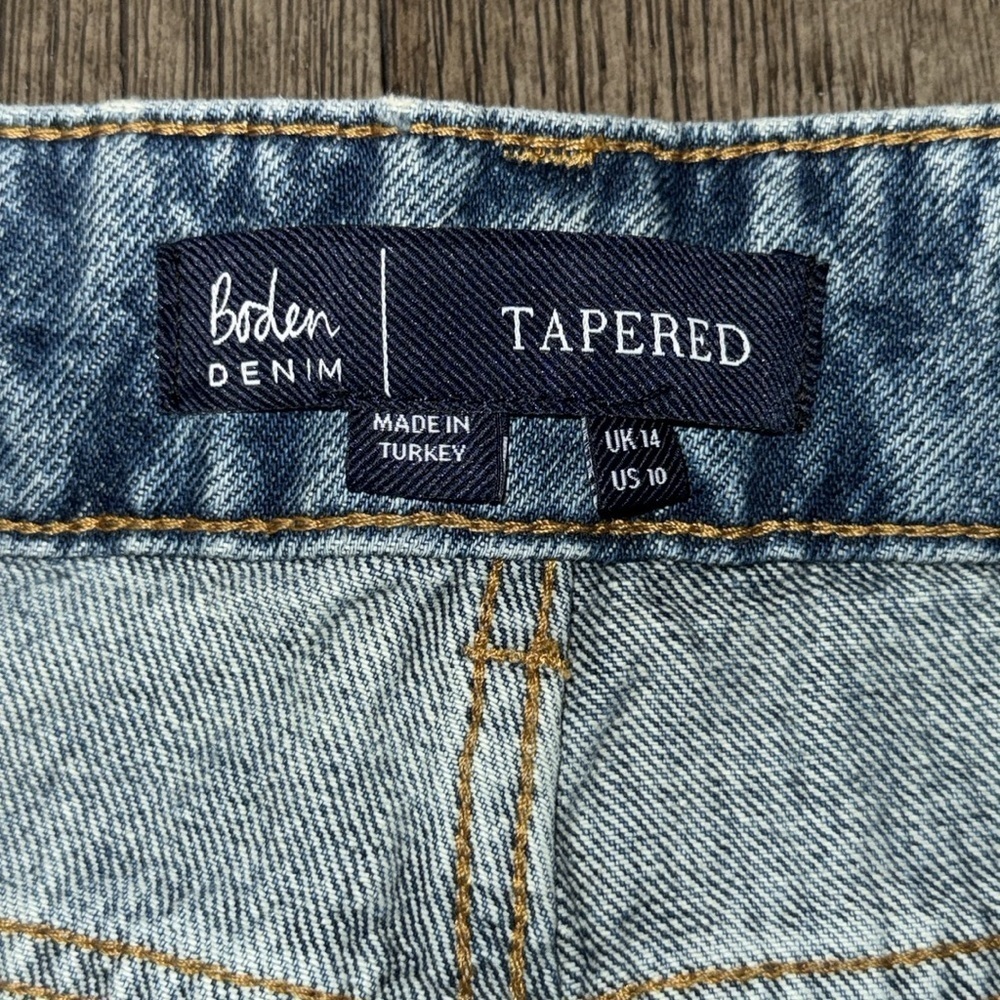 Boden Tapered High Rise Jeans Mid Vintage, Green Tint - Picture 9 of 12